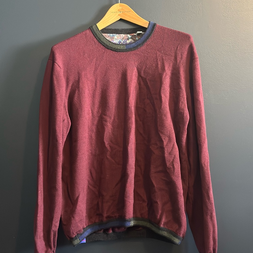 Robert Graham Men's Burgundy Crewneck Sweater